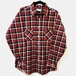 Vintage 80s Windbreaker Brand Plaid Flannel Shirt Made in USA Deadstock Mens Med